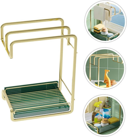 ABOOFAN Wall Hanging Drain Rack Kitchen Storage Drying Rack Practical Iron Sponge Duster Holder Space Saving Wall Mount Organizer for Cleaning Tools Finish