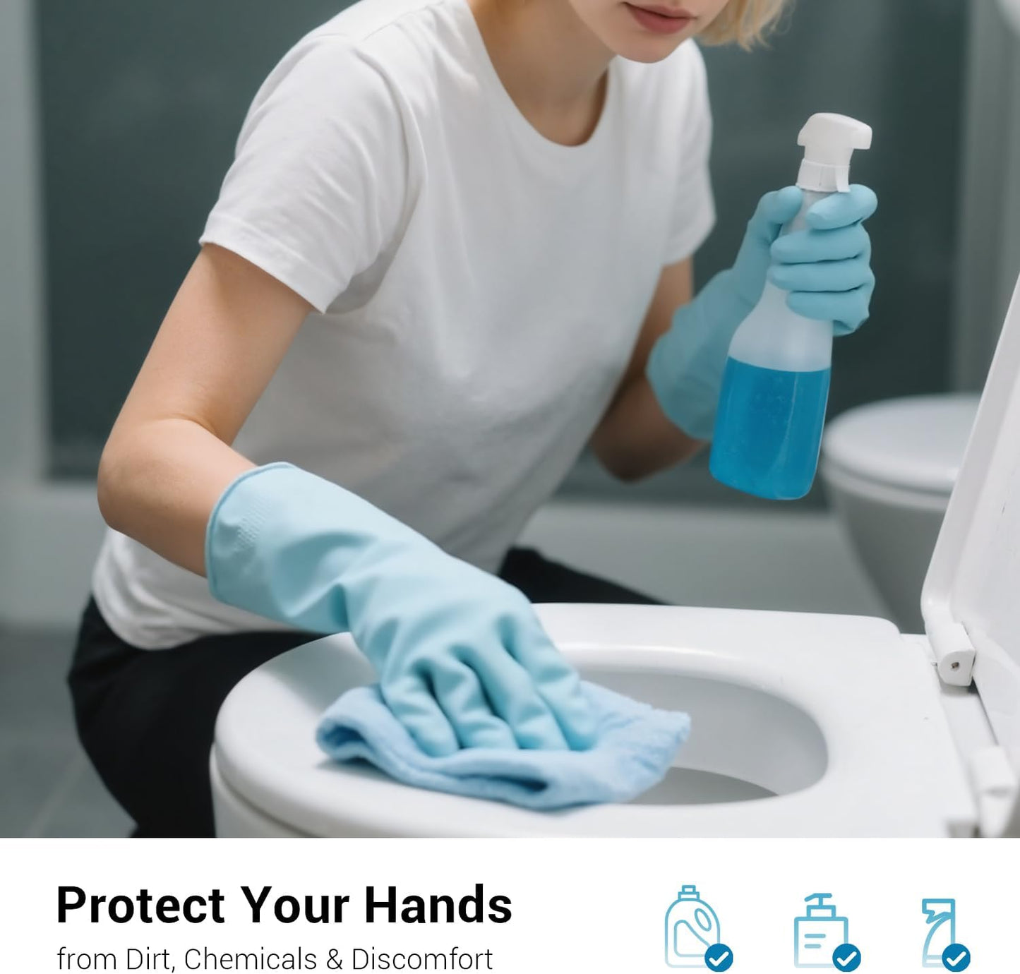 ThxToms 4 Pairs Reusable Dishwashing Cleaning Gloves,10 Mil Thick, 13" | Non-Slip Rubber Kitchen Gloves, Multi-Color, Ideal for Household, Bathroom, Pet Care & Gardening, Medium