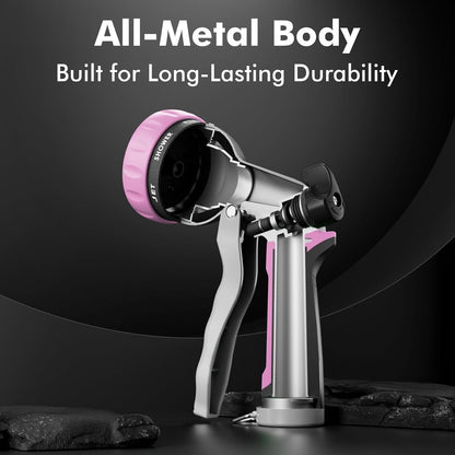 RESTMO Garden Hose Nozzle, Heavy Duty Metal Water Hose Nozzle with 7 Adjustable Spray Patterns, High Pressure Hand Sprayer with Flow Control for Watering Plants & Lawns, Washing Cars & Pets