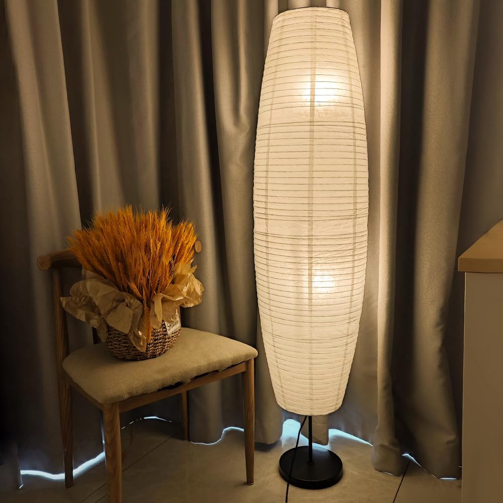 YY YEARCHY Floor Lamp Paper Lamp Japanese Standing Lamps with Rice Paper Shade for Bedroom Livingroom Slim