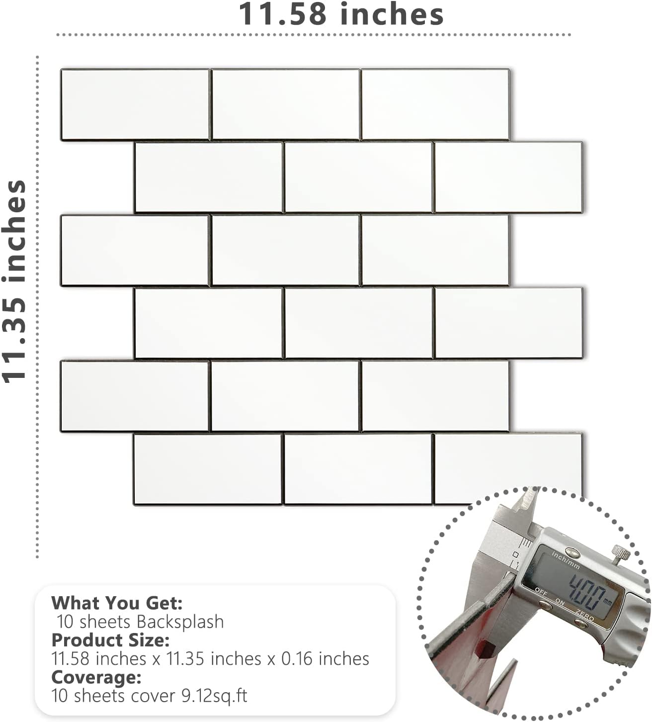 STICKGOO 10-Sheet Subway Tile Peel and Stick Backsplash, Seamless Design Polished Eurasia Beige Kitchen Backsplash Wall Tiles, Glossy Surface Waterproof Stick on Tile for Bathroom, RV, Fireplace