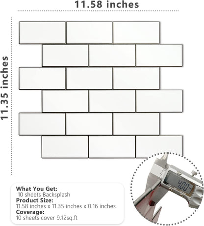 STICKGOO 10-Sheet Subway Tile Peel and Stick Backsplash, Seamless Design Polished Eurasia Beige Kitchen Backsplash Wall Tiles, Glossy Surface Waterproof Stick on Tile for Bathroom, RV, Fireplace