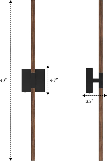 8000mAh Battery Operated Wall Sconce with Remote Control, 3000K-6000K Dimmable Black Wireless Rechargeable Wall Sconces Set of Two with Timer Function for Living Room, Bedroom, Stairwell, TV 24 Inch