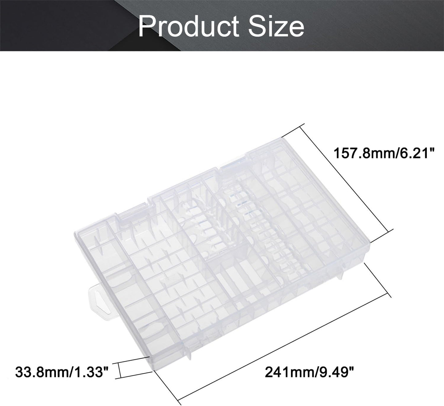 Fielect AAA/AA/C/D Battery Storage Case Holder Organizer Box Transparent