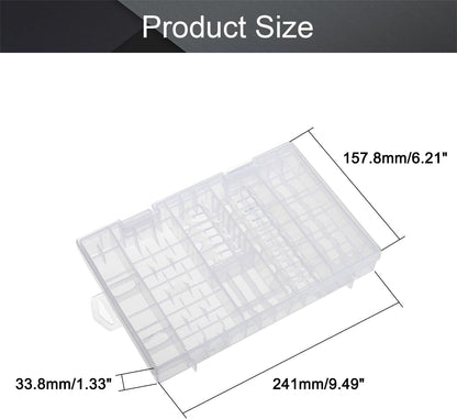 Fielect AAA/AA/C/D Battery Storage Case Holder Organizer Box Transparent