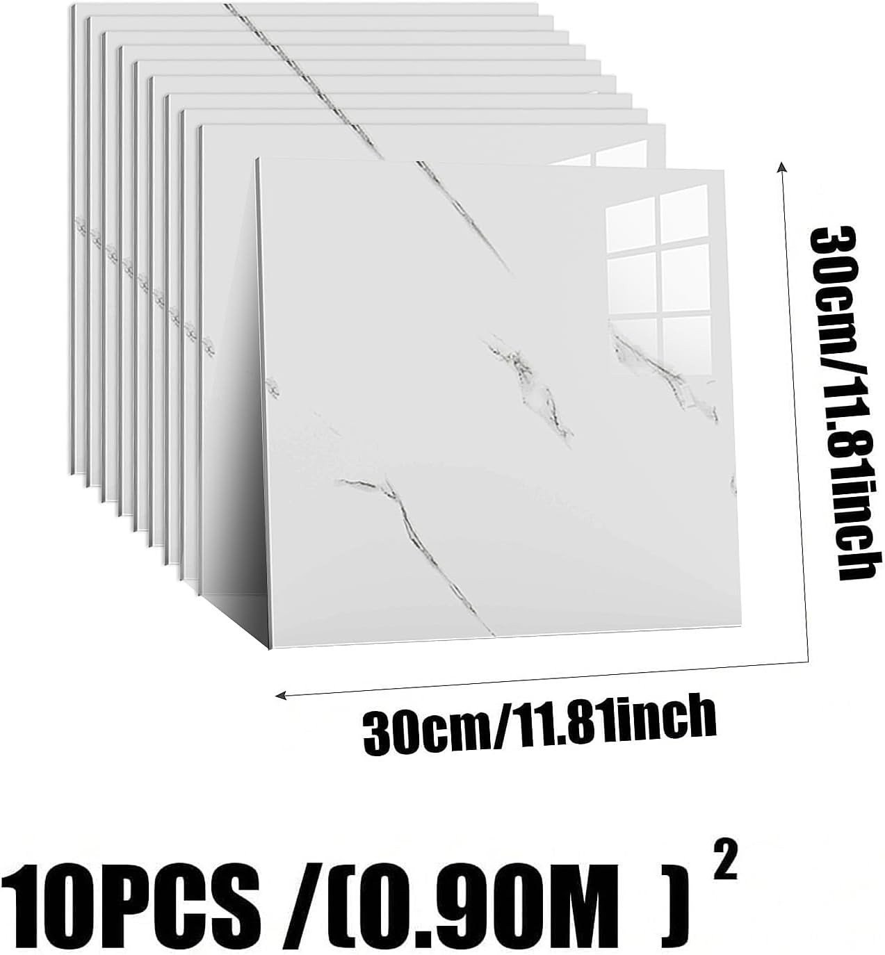 10pcs Peel and Stick Tile Shower Waterproof Marble Tiles Wall Panels, 11.8"x11.8" Self-Adhesive Backsplash Tile, PVC Wall Panels Shower Tiles for Home Bathroom, Kitchen, Living Room Blue