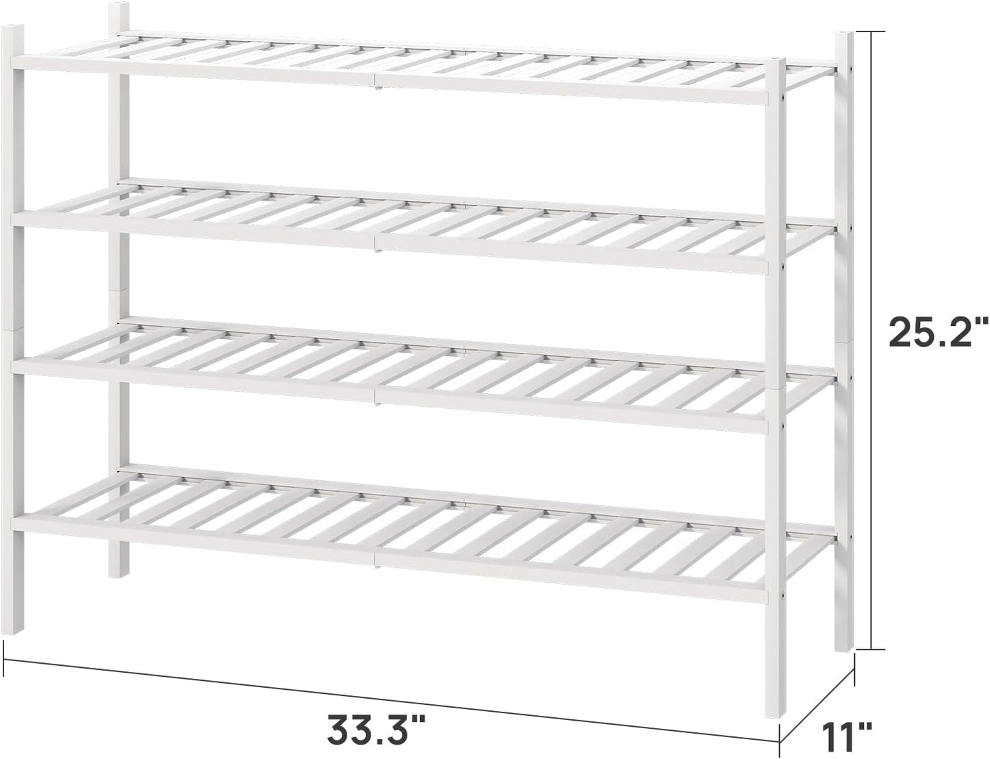 viewcare 3-Tier Black Bamboo Shoe Rack for Entryway, Stackable | Foldable | Natural, Shoe Shelf Storage Organizer for Hallway Closet, Free Standing Shoe Racks for Indoor Outdoor