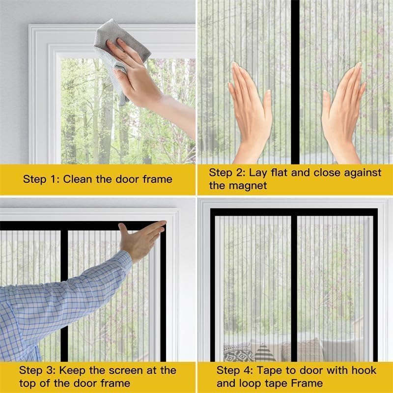Premium Magnetic Screen Door, Heavy-Duty Reinforced Mesh, Ultra-Dense Weave, Smooth Auto-Close, Pets & Kids – Hands-Free, No-Gap Seal