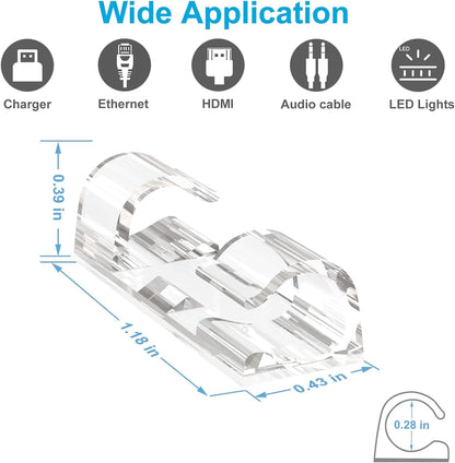 40 PCS Clear Adhesive Cable Clips, Strong Wire Holders for Cords, Durable Cable Management Clips & Cord Clips for Home Office Car Desk Wall TV PC Ethernet Cable