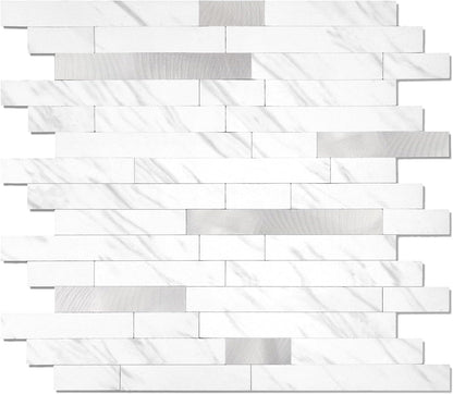 Yipscazo 2026 New Upgrade 11.34" X 11.57" Peel and Stick Backsplash, Stick on Backsplash Tiles for Kitchen, Bathroom, Fireplace (10 Sheets, Beige Rocks + Rose Gold)