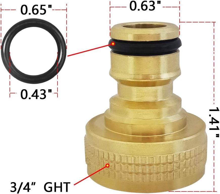 HQMPC Garden Hose Quick Connect Solid Brass Quick Connector Garden Hose Fitting Water Hose Connectors 3/4 inch GHT