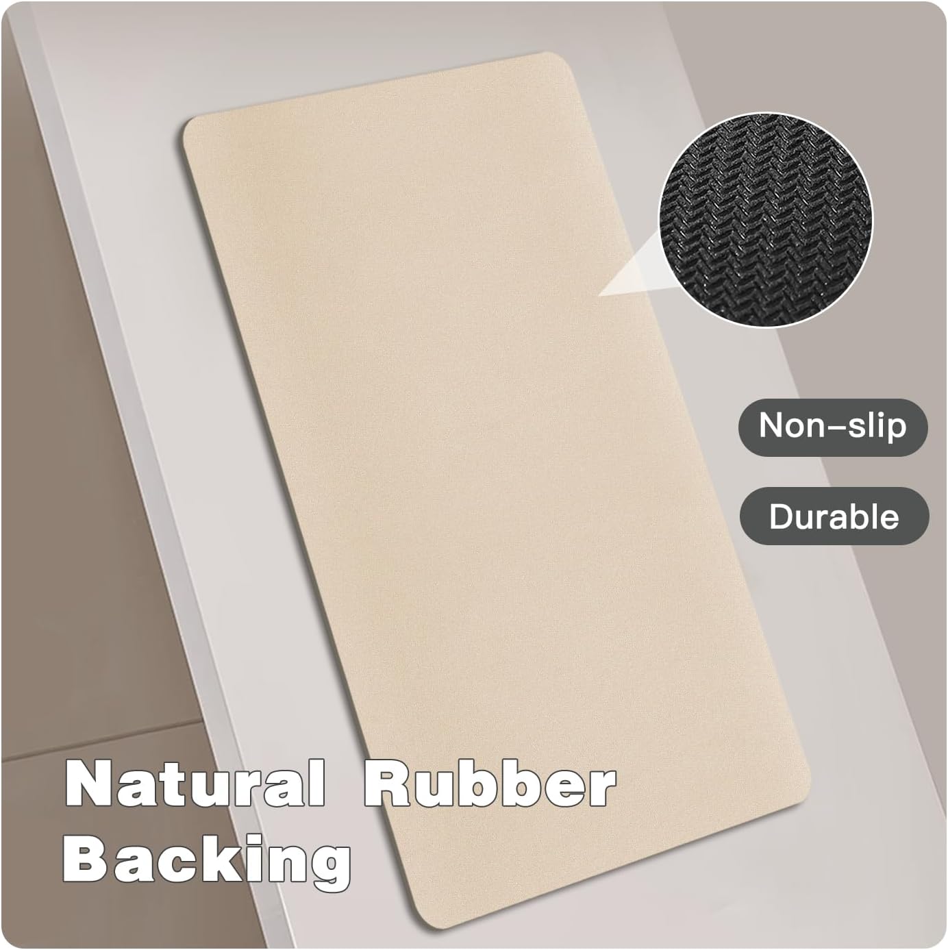 TYUU Bath Mat, Bathroom Rugs Non Slip Washable Thin Absorbent Quick Dry Bath Mat Fits Under Door Bathroom Floor Mat Perfect for Bath, Shower, or Sink 16"x24" Dark Grey