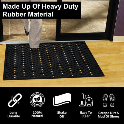 A1HC New Natural Rubber Premium Scrapper Door Mats-Keeps Mud and Dirt Away for Commercial and Residential Use, Office Entrance, Retail, Restaurants, Homes & Any Areas Where is Heavy Traffic 36"x60"