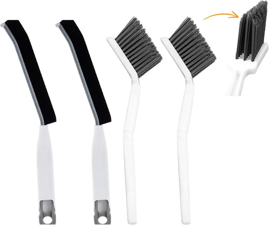 Crevice Brushes for Cleaning, Gap Cleaning Brush with Long Stiff V-Shaped Bristles Household Use for Bathroom/Tiles/Kitchen（4pcs）