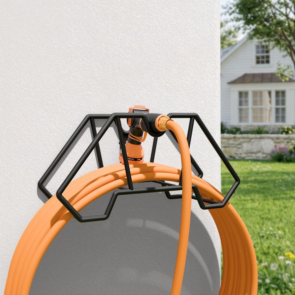 Giraffe Tools Garden Hose Holder Wall Mount-Metal Water Hose Hanger for Outside,Holds 150FT Hoses,Durable Hook for Garden