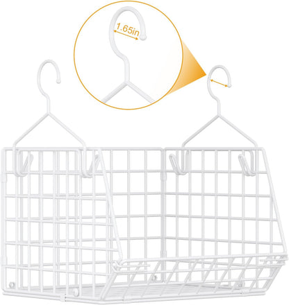 X-cosrack 3-Tier Hanging Closet Organizer, Laundry Room Organization | Space Saving Shelves with 1.65" Hook & 5 S-Hooks | Hanging Wire Baskets (12.4" W x 8.8" H x 10.24-11.8" D)