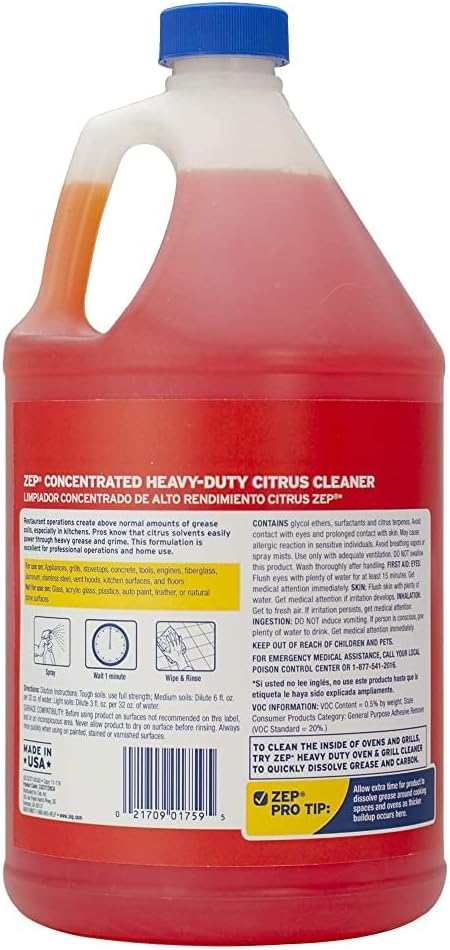 Zep Heavy-Duty Citrus Degreaser and Cleaner - 24 oz (Case of 2) ECZUCIT242 - Restaurant Grade, Removes Oil, Grease, Adhesive, and Kitchen Soil on Stovetops, Appliances