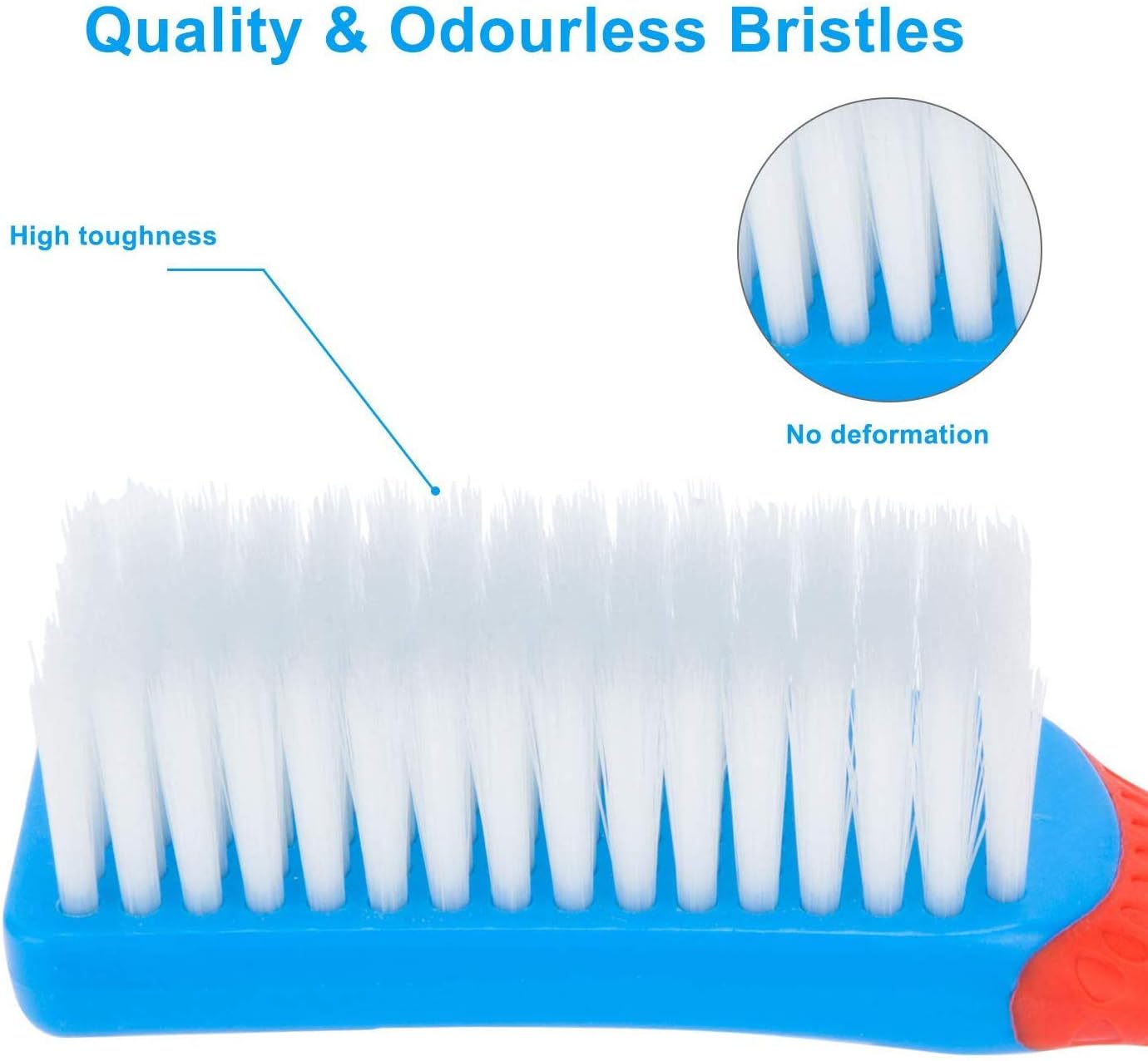 Scrub Brush Comfort Grip & Flexible Stiff Bristles Heavy Duty for Bathroom Shower Sink Carpet Floor, Blue Red