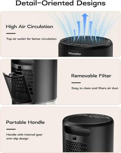 Dehumidifier, 35 oz Small Dehumidifiers for Home, Bathroom, Bedroom, Closet, Ultra-Quiet with Sleep Mode, 7 Color Lights & Auto Shut Off, Compact & Portable for RV, Rooms, Basement, Energy Saving