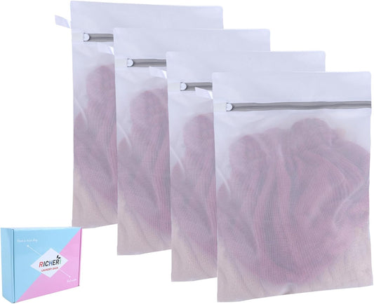 Mesh Laundry Bags, Mesh Wash Bags, Durable Mesh Structure with Strong Zipper, Suitable for Underwear, Delicate Clothes, Pants, Shoes, Socks Washing (Small Fine Mesh, XS 10 * 12in*4pcs)