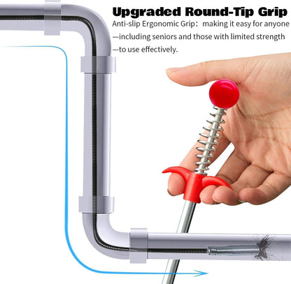 Drain Snake，116" Flexible Grabber Claw Tool Reacher Drain Snake Hair Drain Clog Remover for Toilet Sewer Shower Kitchen Bathroom Tub Clogged Drains Opener Cleaning Tool