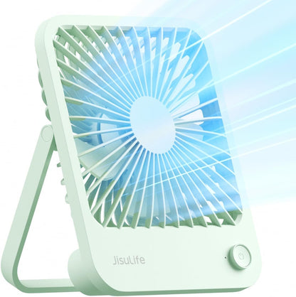 JISULIFE Desk Fan Battery Rechargeable, 4500mAh 180°Foldable Portable Personal Fan, 4 Speeds Adjustable Long Battery-life for Home Office Travel Outdoor Gifts for Women Men-White