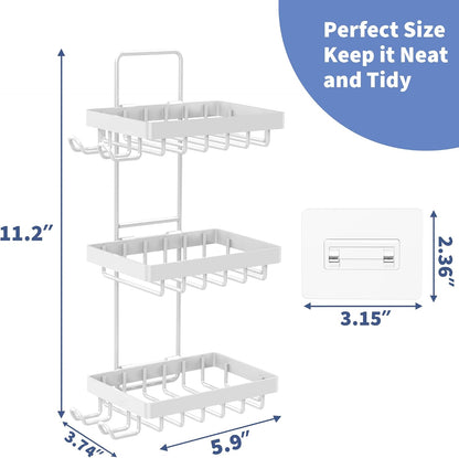 Moforoco Double Soap Bar Holder for Shower, No Drilling, 304 Stainless Steel, Wall Mounted Soap Holder with 4 Hooks and Razor Holder, Shower Rack Soap Tray Bar Soap for Bathroom Accessories Organizer