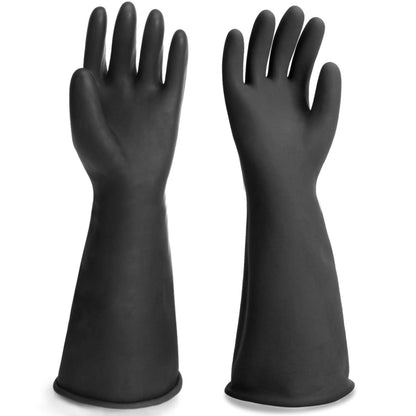 Black Rubber Gloves Extra Large, 22" Long Chemical Resistant Gloves, Waterproof Reusable Dishwashing Household Cleaning Safety Work Heavy Duty Industrial Rubber Glove, 1 Pair XXL
