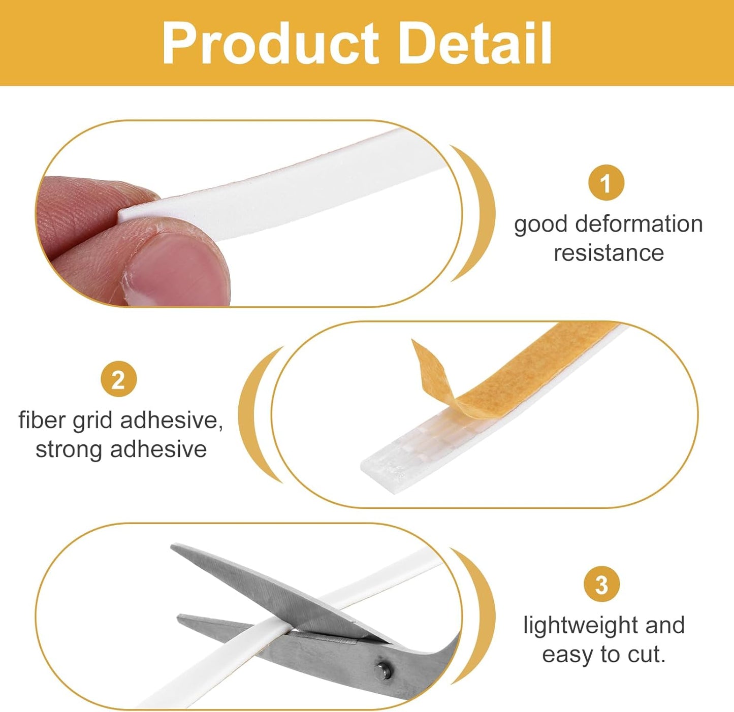 MECCANIXITY Weather Door Seal Strip Tape, Door Insulation Stripping Single Side Strong Self Adhesive Foam Tape Gap Filler for Door, Window, 1/4 Inch x 1/16 Inch x 32 Feet White 2 Pack