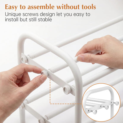 INSMART 3-Tier Expandable Shoe Rack, Stackable and Adjustable Shoes Organizer Storage Shelf, Sturdy and Durable Metal Structure Free Standing Shoe Rack for Closet Entryway Doorway