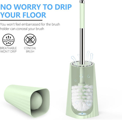 SetSail Toilet Brush, Compact Size Toilet Bowl Brush and Holder Toilet Brushes for Bathroom with Stainless Steel Handle Toilet Cleaner Brush with Durable Scrubbing Bristles, Splash-Proof