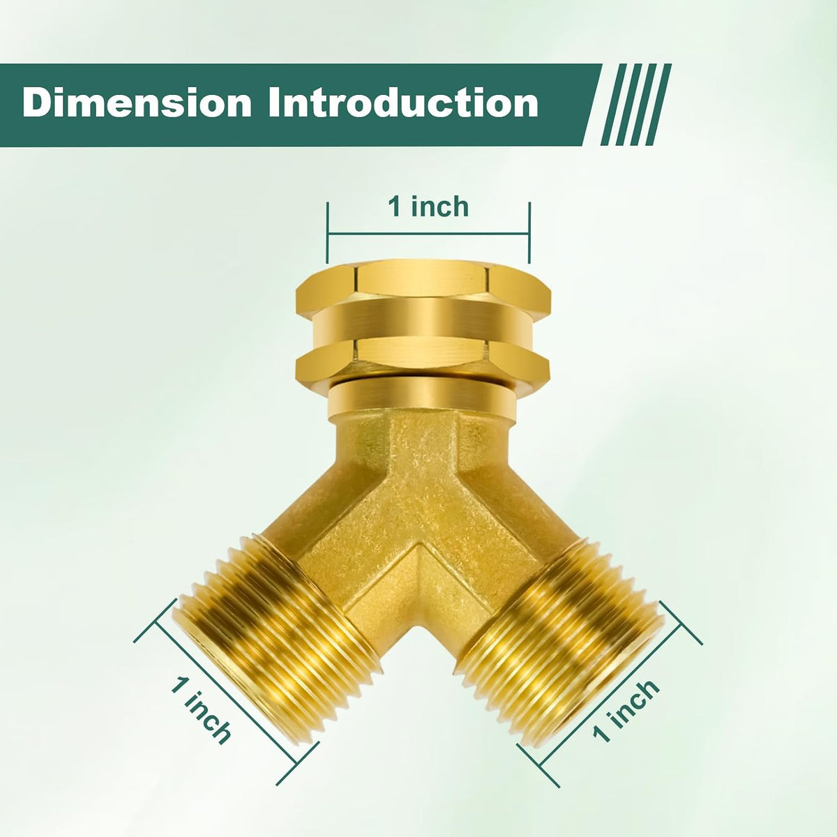 GHT 3/4 Hose Splitter 2 Way, Brass Hose Y for Outdoor Spigot | for garden hoses, sprinklers, drip irrigation and patios, good sealing performance, sturdy, leakproof, full flow port