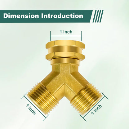 GHT 3/4 Hose Splitter 2 Way, Brass Hose Y for Outdoor Spigot | for garden hoses, sprinklers, drip irrigation and patios, good sealing performance, sturdy, leakproof, full flow port