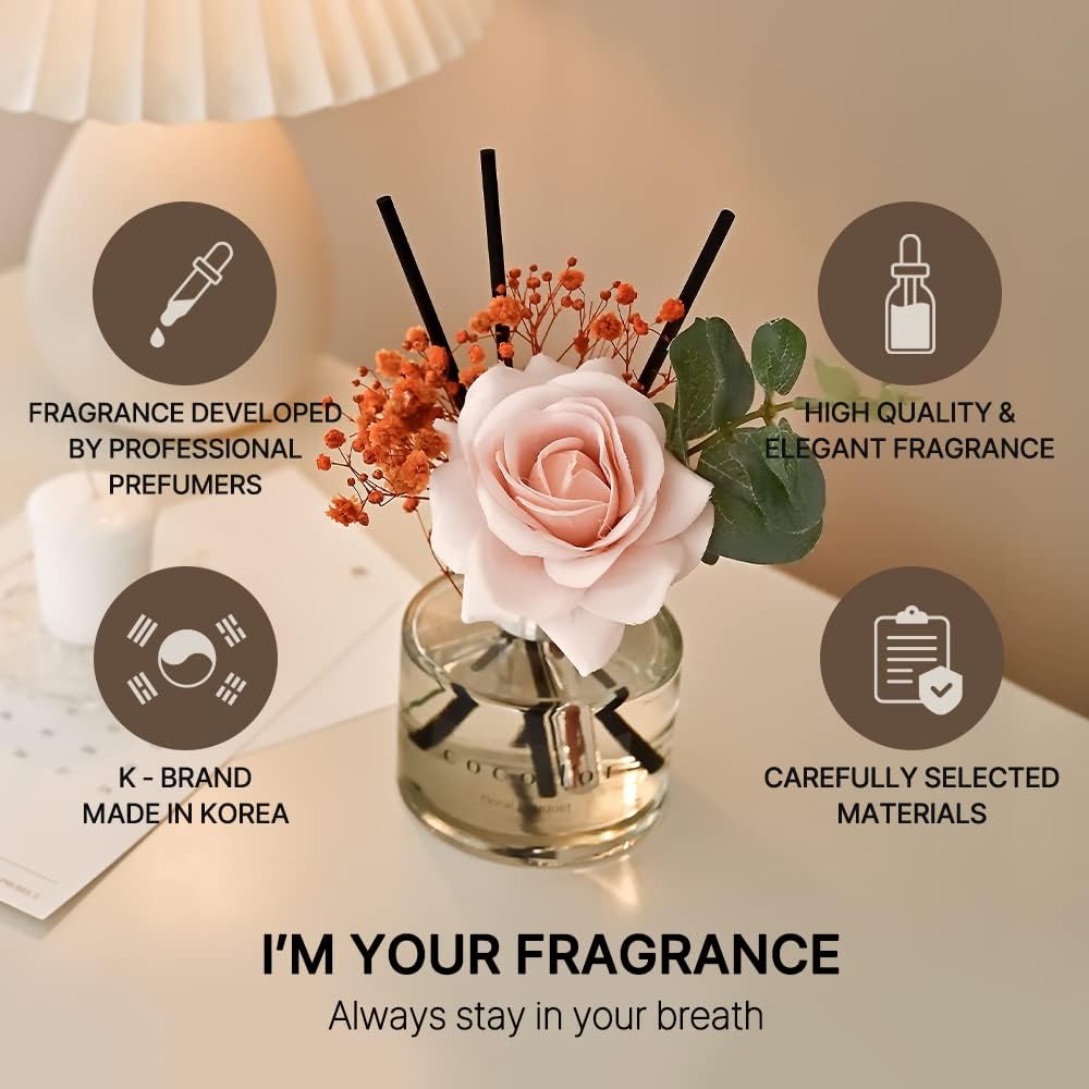 COCODOR Flower Reed Diffuser Set / 6.7oz / Garden Lavender/Scent Diffuser with Sticks Home Fragrance Oil Reed Diffuser for Bathroom Shelf Decor