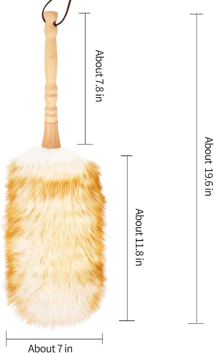 Extendable Lambswool Duster 29-110 Inch,Anti-Static Flexible Head, Stainless Steel Pole for Cleaning High Ceiling,Fan,Furniture,Roof Dusting