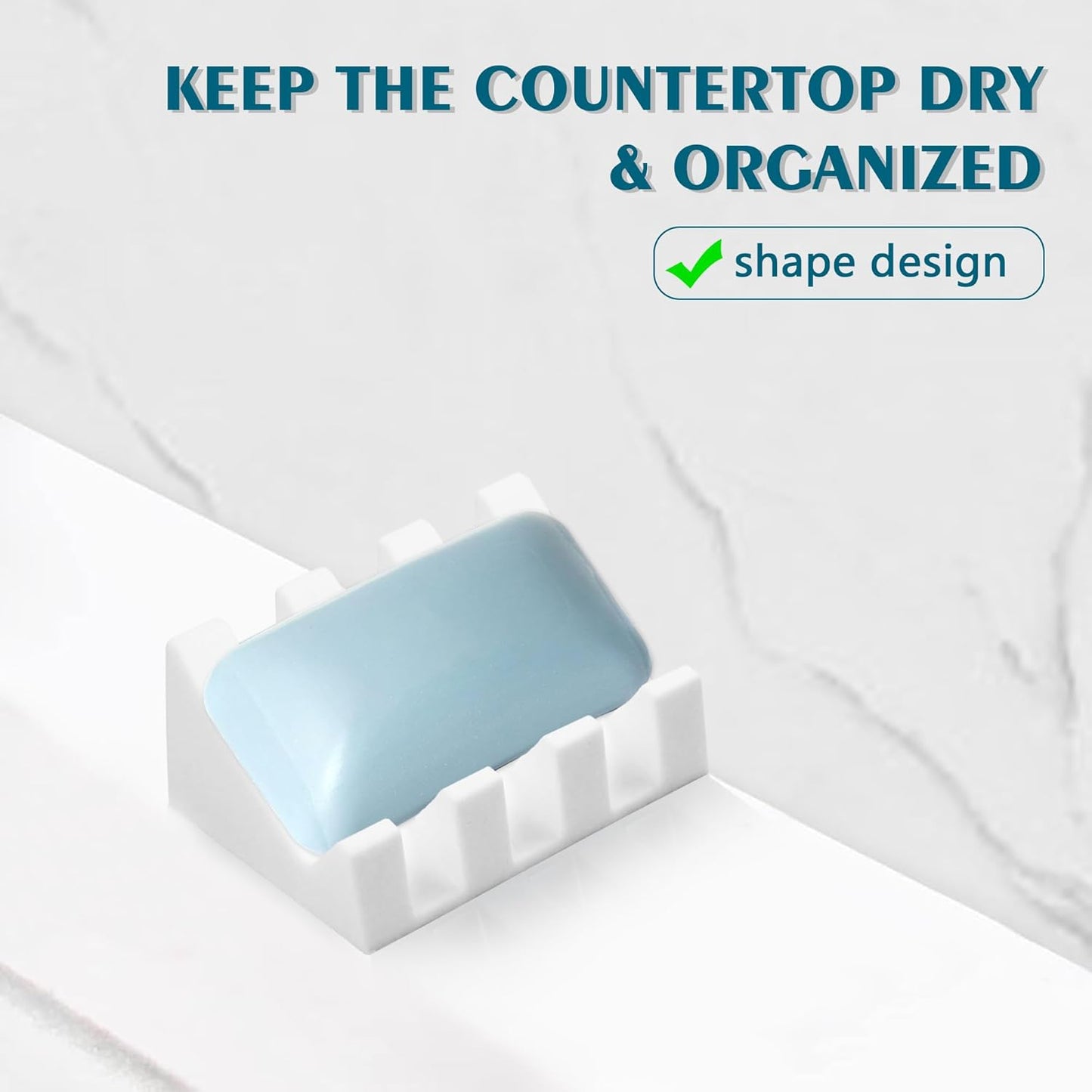 Self Draining Soap Dish Holder,Silicone Soap Dish,for Bathroom,Kitchen, Sponges，Can Extend Soap Life，Keep Soap Bars Dry and Easy Cleaning (White,1-Pack) - Colors A