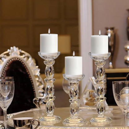 volnyus Flameless Candles Set of 3 (3x3 inch) Flickering LED Real Wax Candles Battery Operated with Remote Control Timers for Fireplace Bedroom Livingroom Party Dimmable Ivory Pillars Flat top