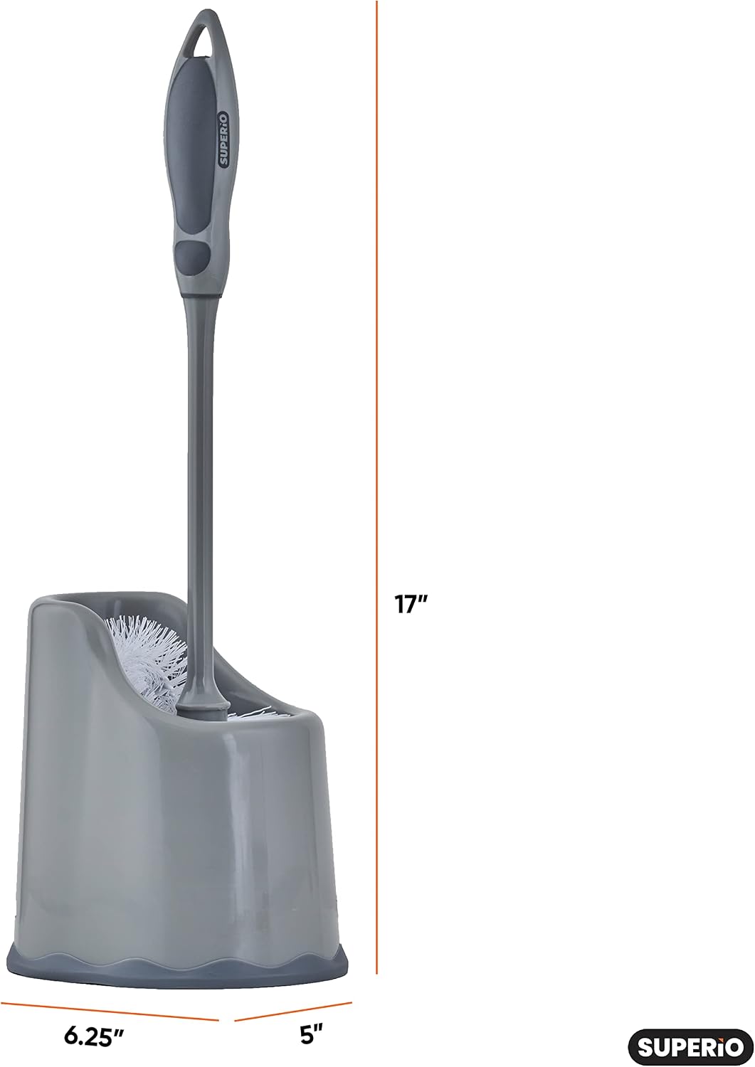 Superio Toilet Brush and Holder,Toilet Bowl Cleaning System with Scrubbing Wand, Under Rim Lip Brush and Storage Caddy for Bathroom, White and Blue