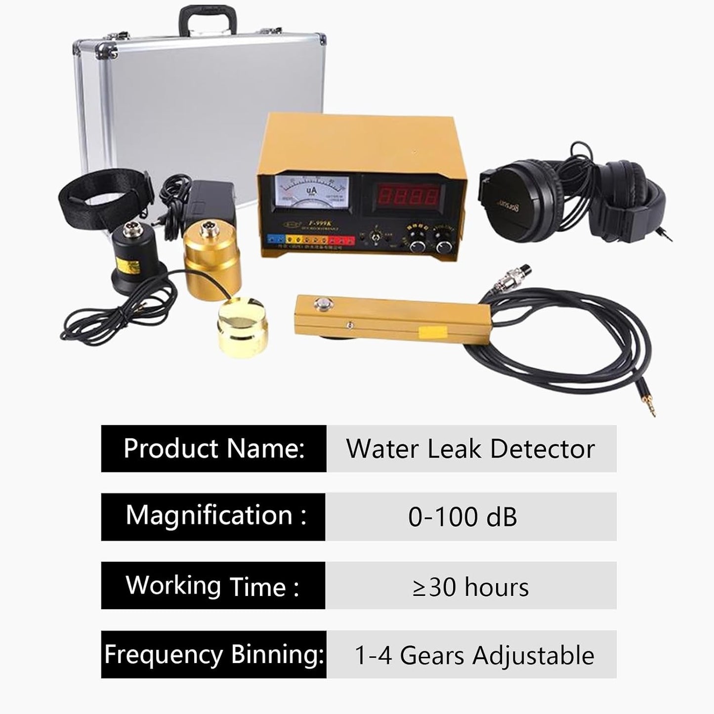 Under Sink Sensor, Geophone Water Leak Sensor, Geophone Tracer Water Leak Detector for Outdoor for Home with Adjustable 4 Gears