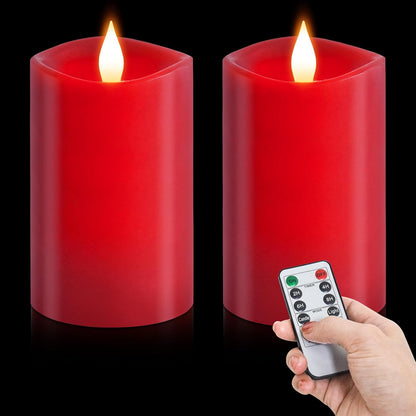 3x4 Flickering Flameless Candles Set of 3,Real Wax Pillar LED Candles,with Timer,4 inch Flameless Candles with Remote,for Party Wedding Holiday Home Decor,Ivory