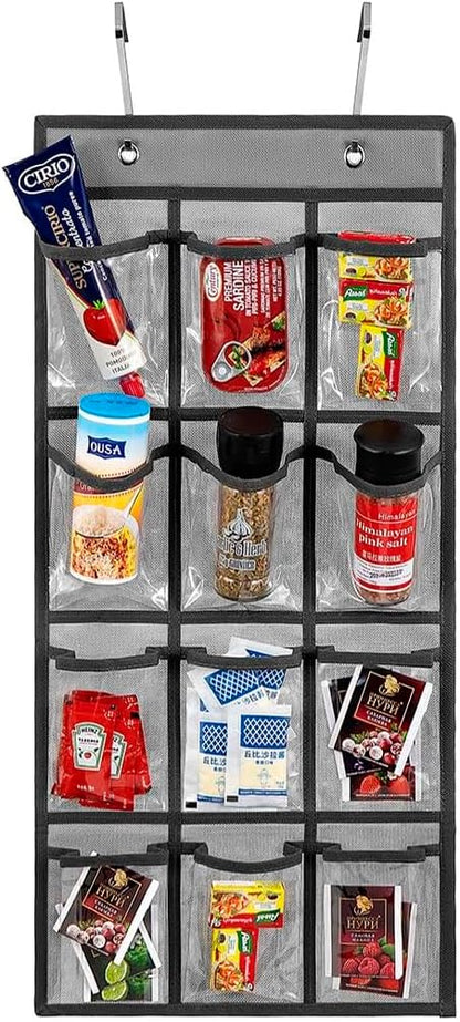 Classroom Pocket Chart For Cell Phones Calculators Over The Door Hanging Closet Underwear Sock Jewelry Organizer Holder 12 Clear Pockets (PURPLE)