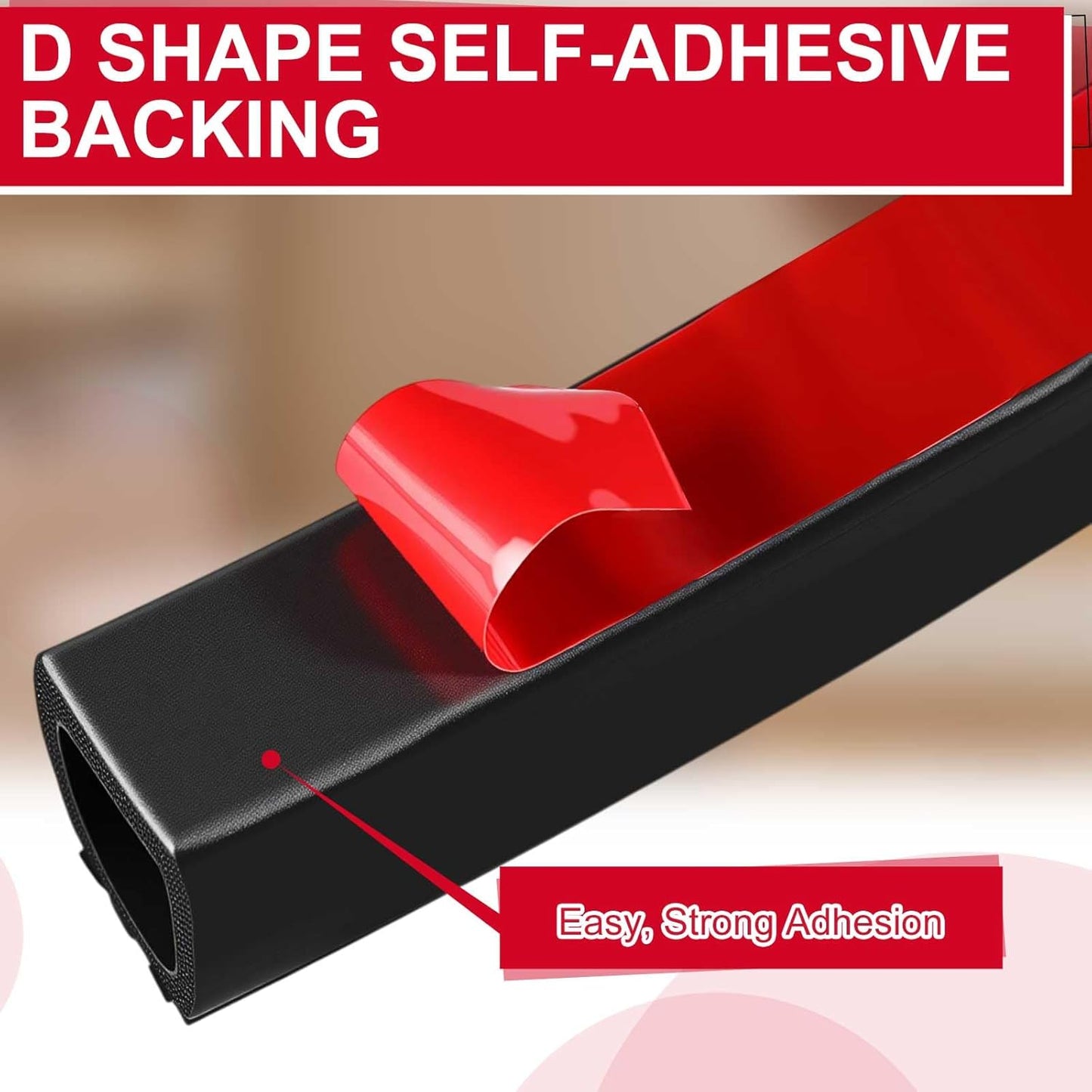 Pangda 13Ft D Shape Rubber Weather Stripping Foam Self-Adhesive EPDM Seal Strip for Noise Reduction Waterproof Dustproof for Cars Boats RVs Windows Doors (3/4" W x 3/4" H)