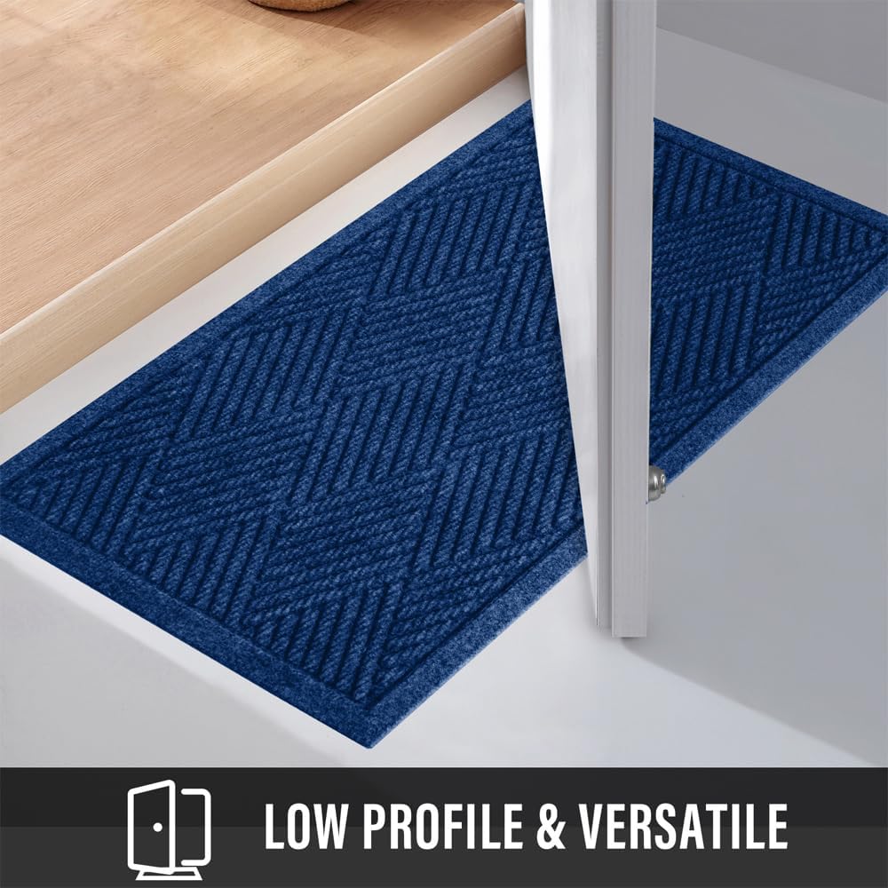 HIYARD Sturdy Front Door Mat, Absorbent Muddy Dirt Resist Welcome Door Mats Outdoor Indoor, Stain and Fade Resistant, Non-Slip Rubber Backing Low Profile Doormat for Entryway, 30×17, Beige