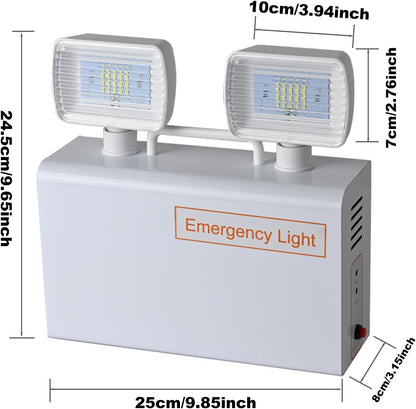Plug in Emergency Lights for Business Home Power Failure 4Hours 300lm LED Commercial Emergency Light Fixtures with Battery Backup Rechargeable Adjustable Two Heads AC85-277V