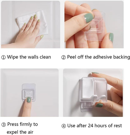 2PCS White Toothbrush Holder Wall Mounted with Cover, Toothbrush Storage Organizer for Dorm, Self Adhesive Toothbrush Hanger, for Bathroom, Shower, Cabinet, with 2PCS White Toothpaste Clip
