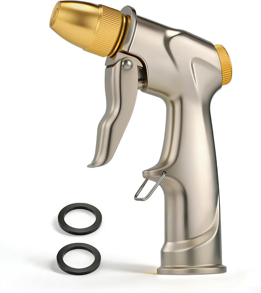 Lichamp Heavy Duty Garden Hose Nozzle Sprayer, Solid Metal High Pressure Water Nozzle with Adjustable Spray Patterns for Watering Plants, Lawns, Car Washing, Patio Cleaning, and Pet Care
