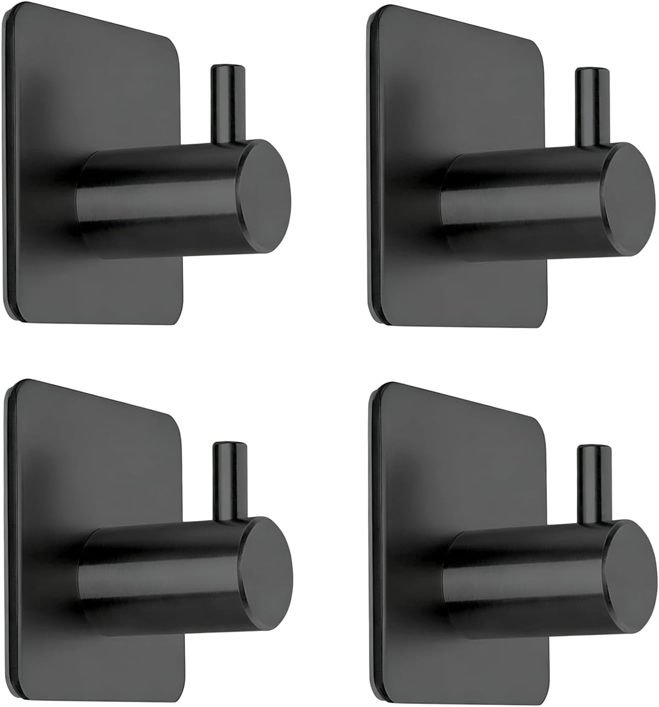 Fotosnow Adhesive Towel Hooks 15lbs Heavy Duty Wall Hooks Waterproof Stainless Steel Hanger for Hanging Coat, Hat, Towel Robe Hook Rack Wall Mount- Bathroom and Bedroom 4-Packs