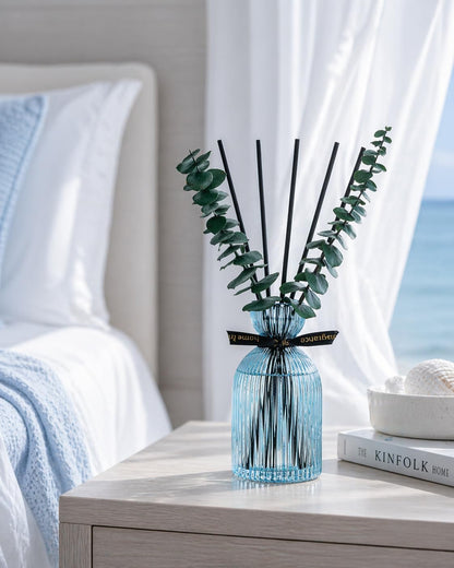 Airkeep Reed Diffuser Set 6.76 oz – Cherry Blossom Home Fragrance with Eucalyptus Sticks – Decorative Glass Bottle for Bathroom, Bedroom & Living Room Décor – Gift Ready