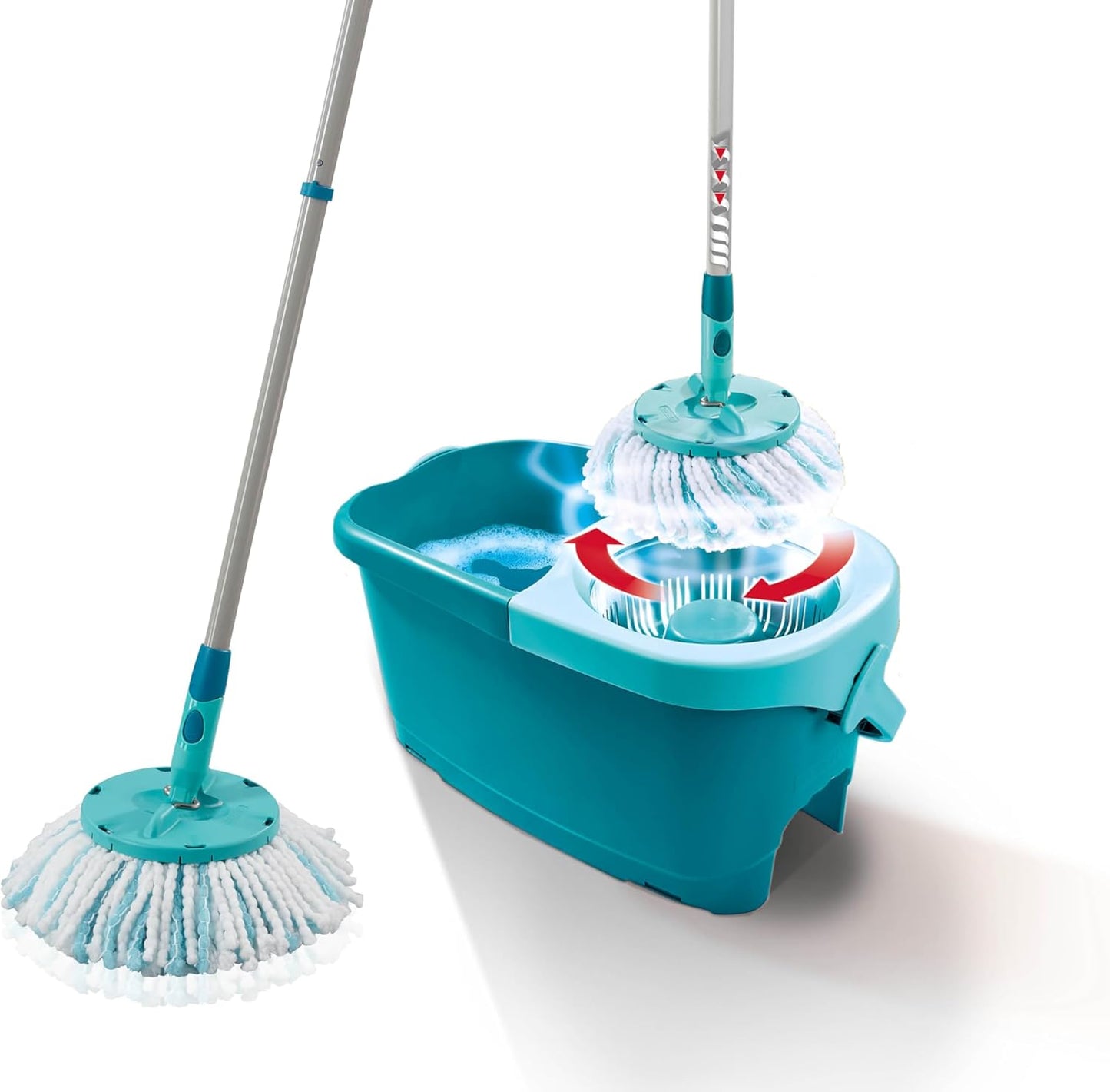 Leifheit Clean Twist Spin Mop and Bucket Set with Rollers | Telescopic Handle, 360° Joint, Spin-Dry System | Easy Glide Wheels | Blue
