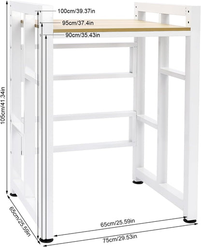 Over Washer and Dryer Shelves, Washer and Dryer Storage Shelf, Adjustable Laminate and Foot Pads Washing Machine Storage Rack for Kitchens Dressing Rooms (Black, Teak Color)